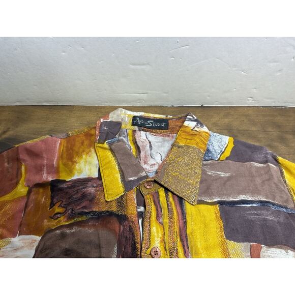 Alan Stuart Shirt Mens Multicolor Abstract Art Pullover Short Sleeve Banded XL - Picture 4 of 12
